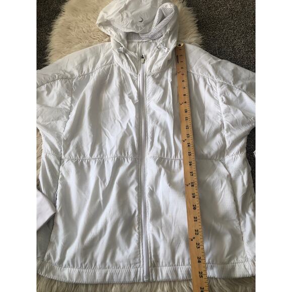 Zyia Active Women's Windbreaker Hooded White Full Zip Jacket Large Mesh Lined H1 - Picture 4 of 11